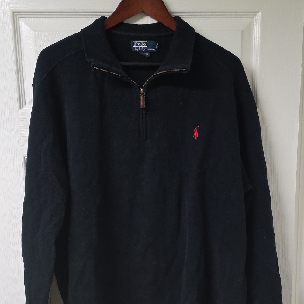Polo Ralph Lauren Sweater 1/4 Zip Pullover Casual Pony Men's XL Black